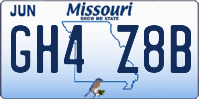 MO license plate GH4Z8B