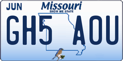MO license plate GH5A0U