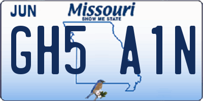 MO license plate GH5A1N
