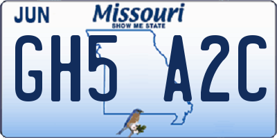 MO license plate GH5A2C