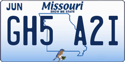 MO license plate GH5A2I