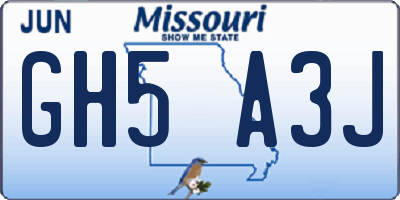 MO license plate GH5A3J