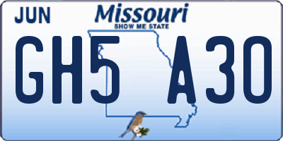 MO license plate GH5A3O