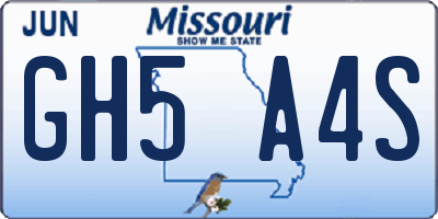 MO license plate GH5A4S