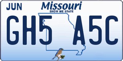 MO license plate GH5A5C