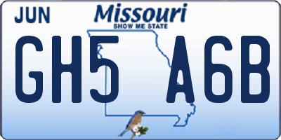 MO license plate GH5A6B