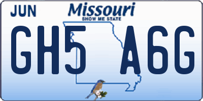 MO license plate GH5A6G