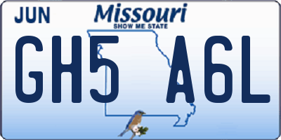MO license plate GH5A6L