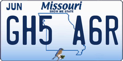 MO license plate GH5A6R
