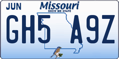 MO license plate GH5A9Z