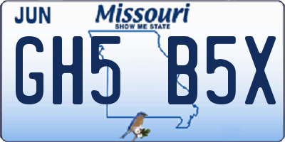 MO license plate GH5B5X