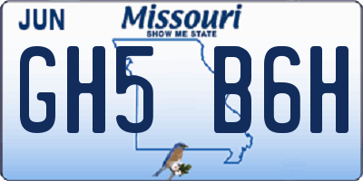 MO license plate GH5B6H