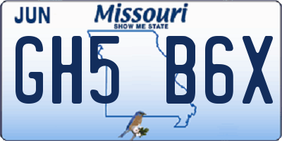 MO license plate GH5B6X