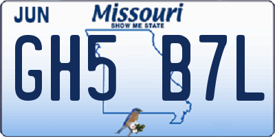 MO license plate GH5B7L