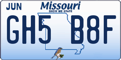 MO license plate GH5B8F