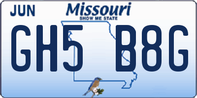 MO license plate GH5B8G
