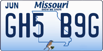 MO license plate GH5B9G