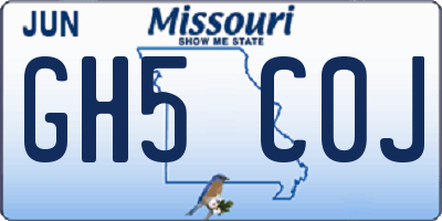 MO license plate GH5C0J
