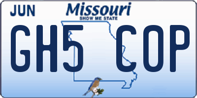 MO license plate GH5C0P