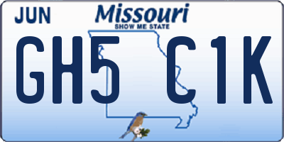 MO license plate GH5C1K