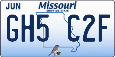 MO license plate GH5C2F