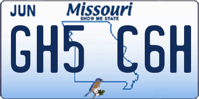 MO license plate GH5C6H