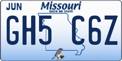 MO license plate GH5C6Z