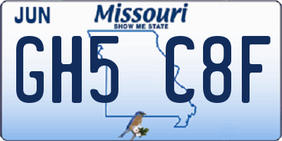 MO license plate GH5C8F