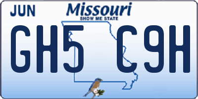 MO license plate GH5C9H