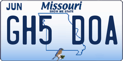 MO license plate GH5D0A