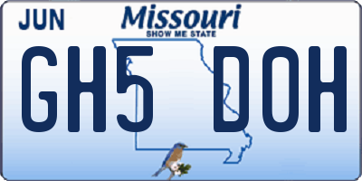 MO license plate GH5D0H