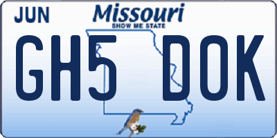 MO license plate GH5D0K