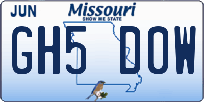 MO license plate GH5D0W