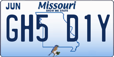 MO license plate GH5D1Y