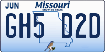 MO license plate GH5D2D