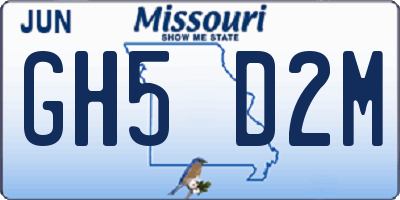 MO license plate GH5D2M
