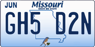 MO license plate GH5D2N