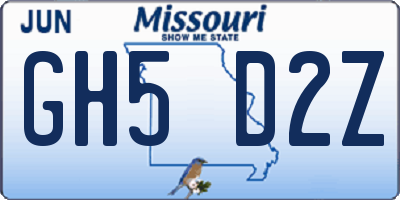 MO license plate GH5D2Z