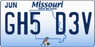 MO license plate GH5D3V