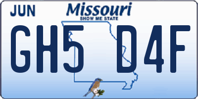 MO license plate GH5D4F