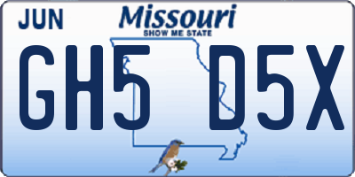 MO license plate GH5D5X
