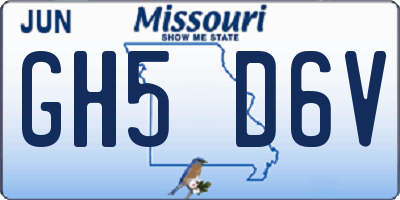 MO license plate GH5D6V