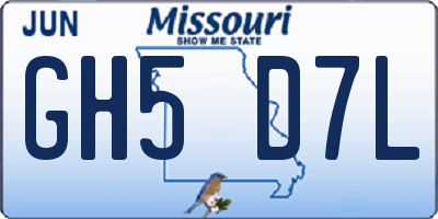 MO license plate GH5D7L