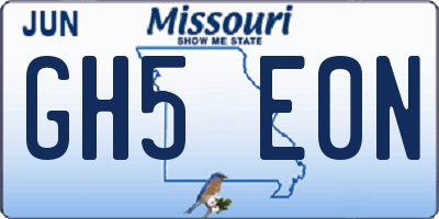 MO license plate GH5E0N