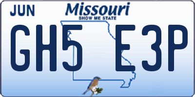 MO license plate GH5E3P