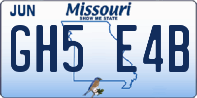 MO license plate GH5E4B