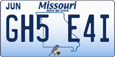 MO license plate GH5E4I