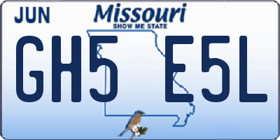 MO license plate GH5E5L