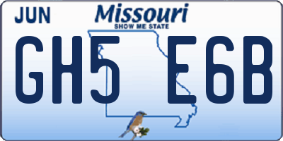 MO license plate GH5E6B