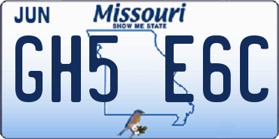 MO license plate GH5E6C